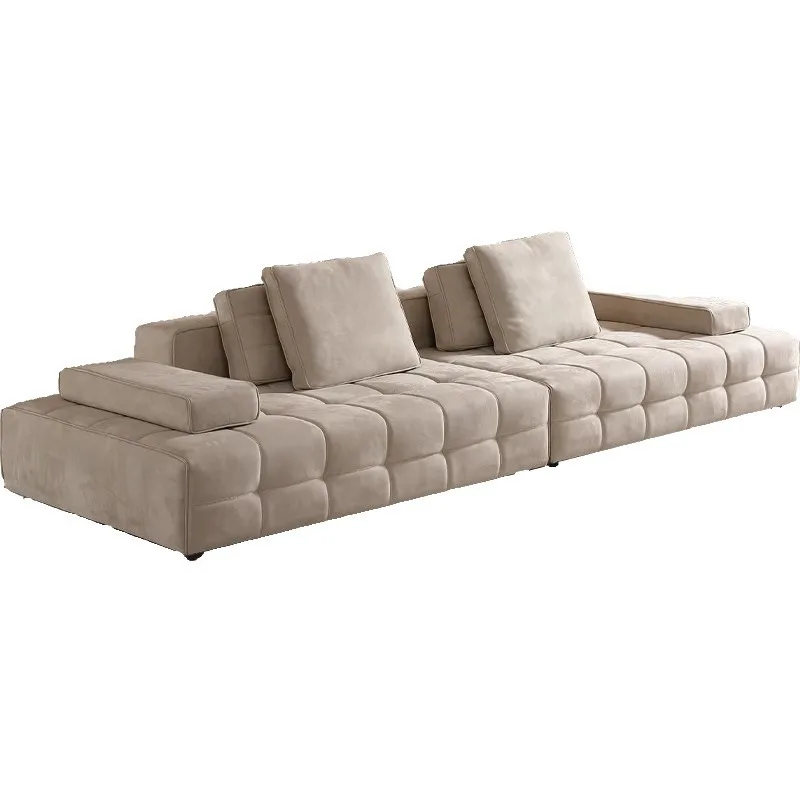 Italian high-end fabric Lawrence sofa simple light luxury villa large flat layer straight row color matching matte cloth sofa