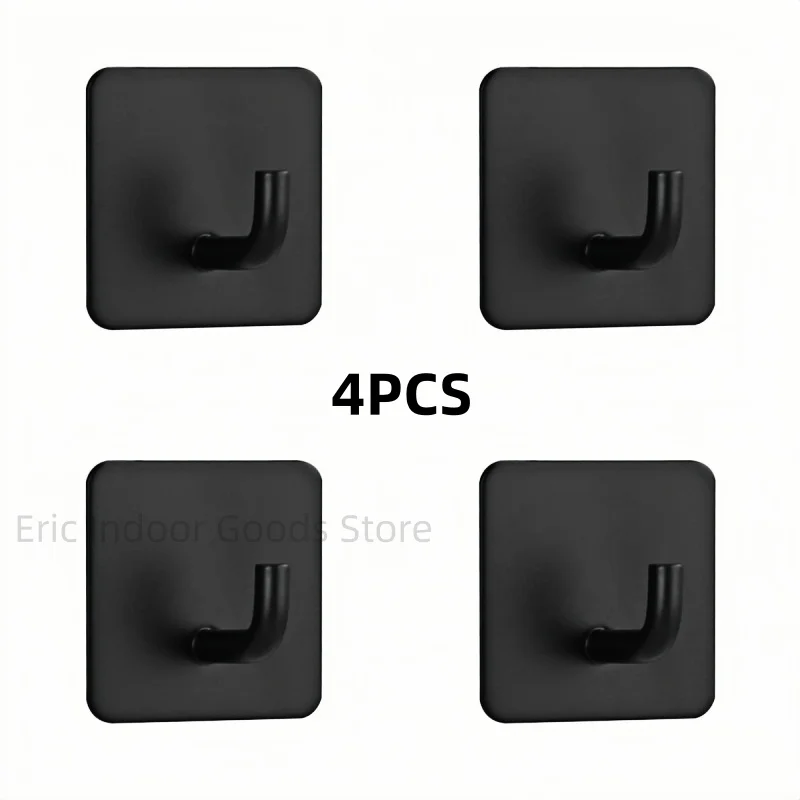 4pcs Strong Adhesive Wall Hook Sticker Hanging Coat Rack Clothes Hanger Shower Robe Hook Kitchen Bathroom Towel Hooks Holder