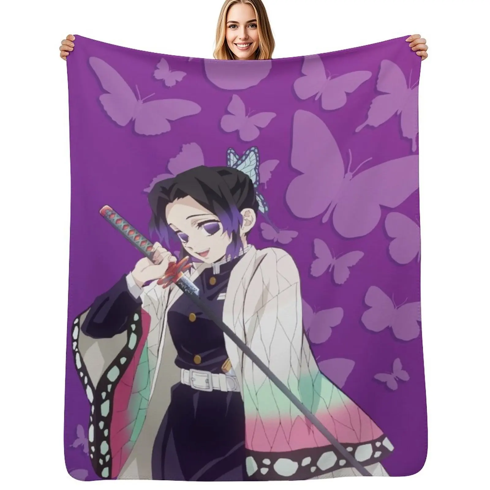 

Kochō Shinobu Throw Blanket Soft Beds Decoratives Retros Kid'S Blankets