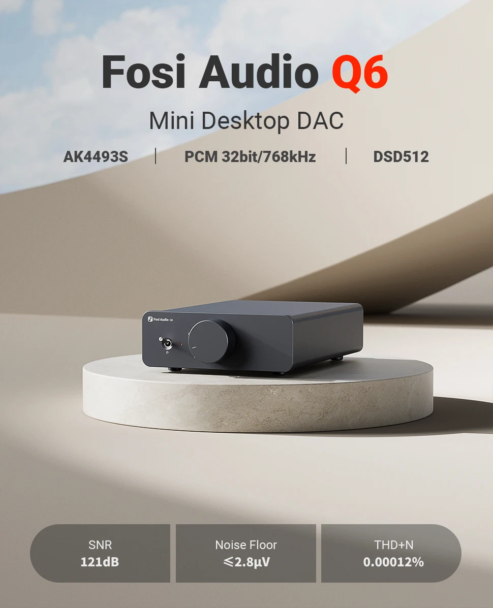 Fosi Audio Q6 Mini Desktop DAC AK4493S PCM 768kHz/32Bit DSD512 Hi-Fi DAC Für Stereo Verstärker Kopfhörer verstärker Dac Audio Konverter – Detail 1