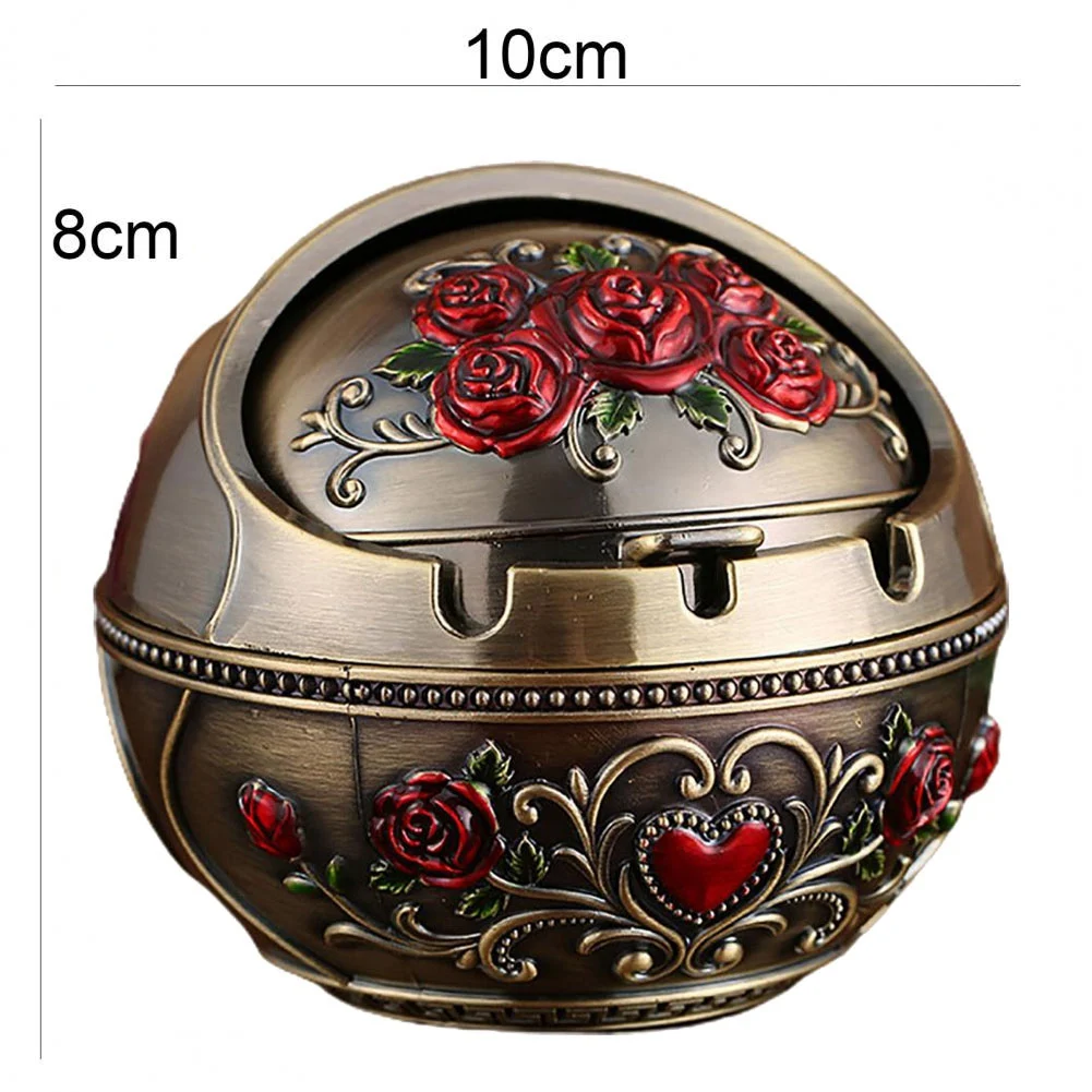 

B03C-Пепельница для домашнего декора из цинкового сплава, большой держатель для пепла в стиле ретро с крышкой для дома