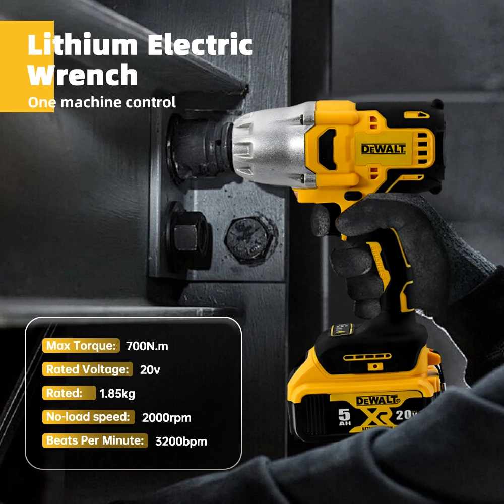 Dewalt Bürstenloser Schlagschrauber, 700 N.M, hohes Drehmoment, kabelloser Elektroschrauber, abnehmbarer Reifen, Haushalt, 20 V Akku, Elektrowerkzeuge