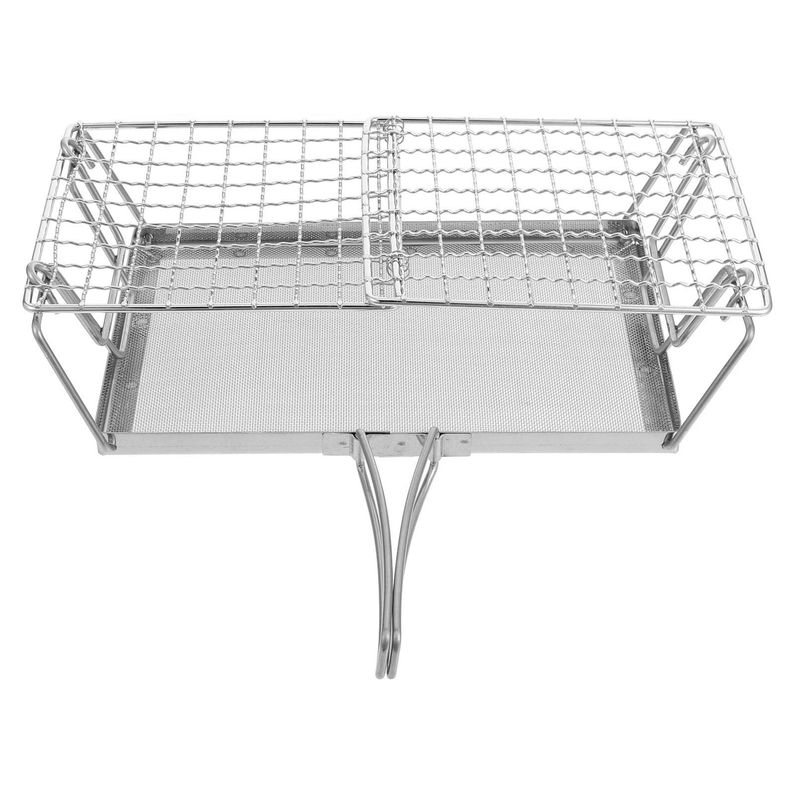 

Portable Toast Rack Stainless Steel Baking Wire Mesh Grill Camping Bread Stove Bacon Holder Japanese Style