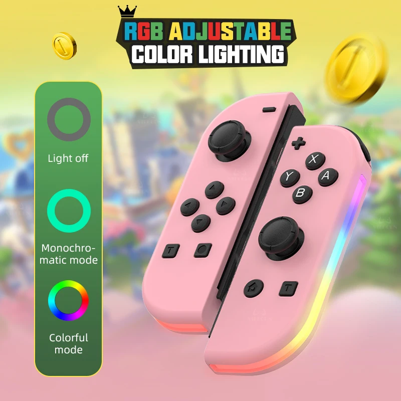 1Pair Wireless Gamepad Game Console Bluetooth 6 Axis Gyro Multi Color For Nintendo Switch Joy Con Controller L/R RGB LED Joypad 