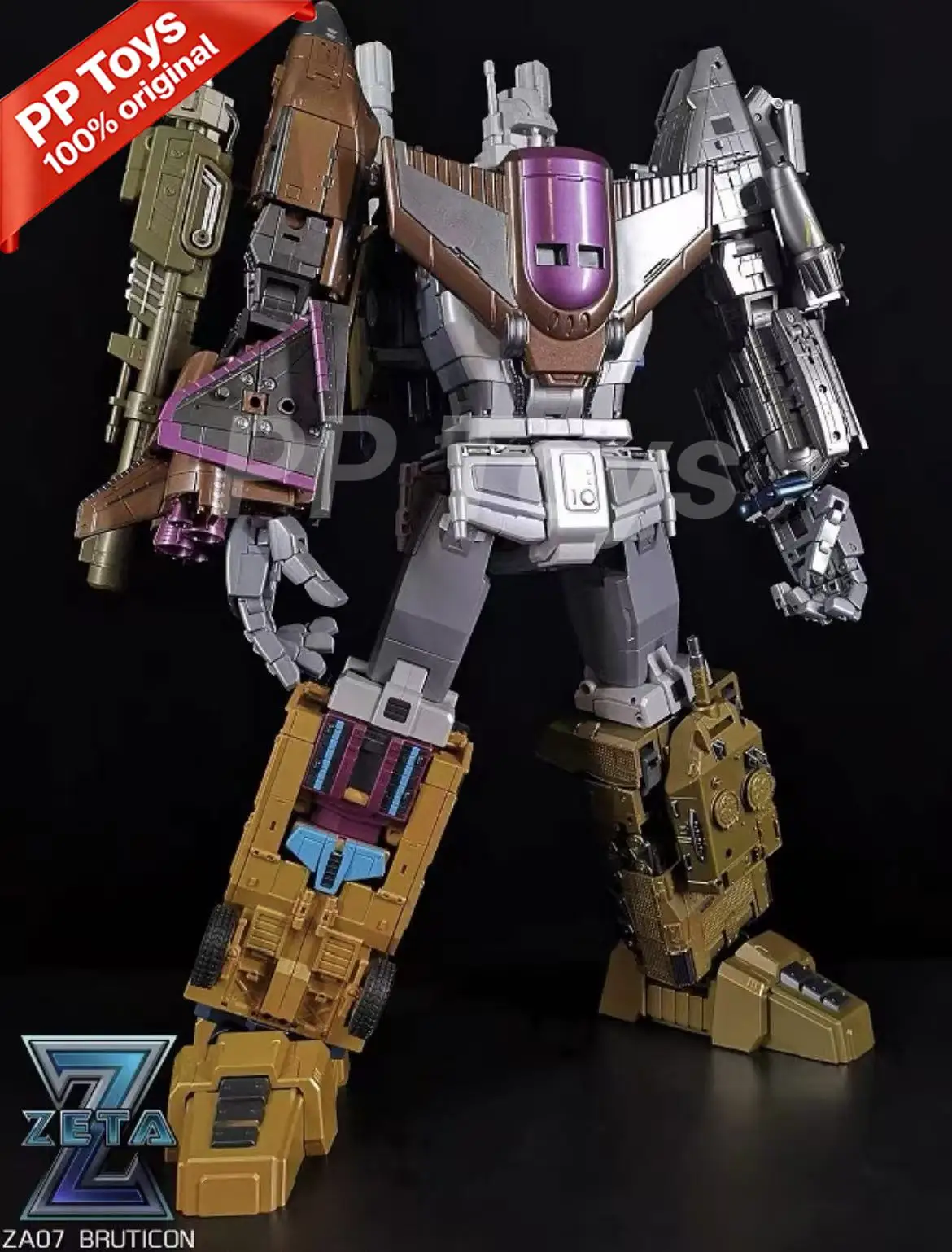 Transformation ZETA ZA07 ZA-07 Metallic Bruticus 5 IN 1 Oversized Alloy Chest Armor Chariot Team Action Figure Robot