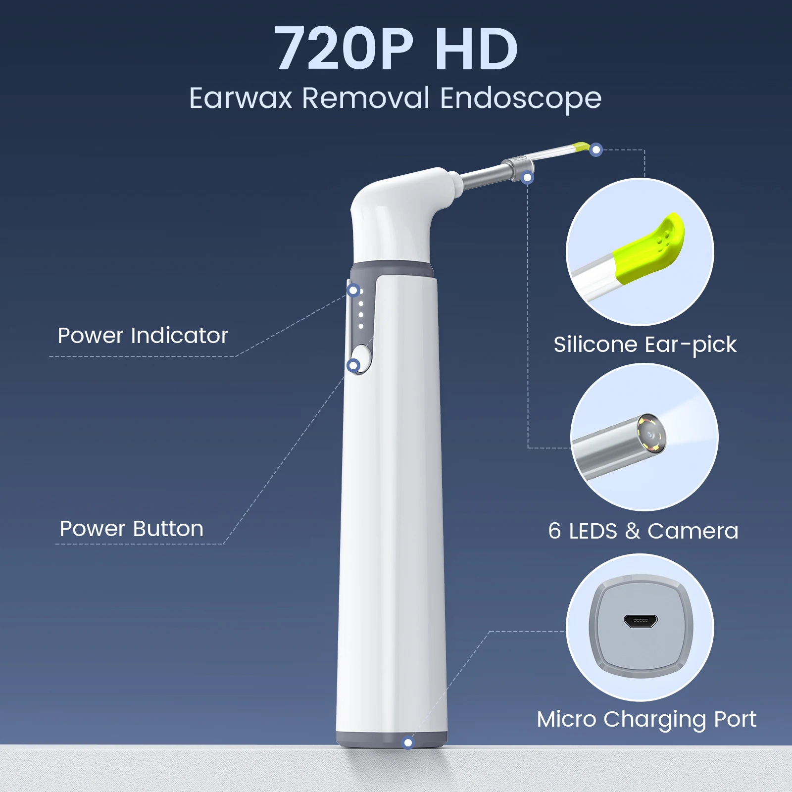 Otoscopio Wireless Ear Camera 3.9mm 1080P HD WiFi Ear Scope con 6 luci a LED per bambini e adulti supporto Android e iPhone