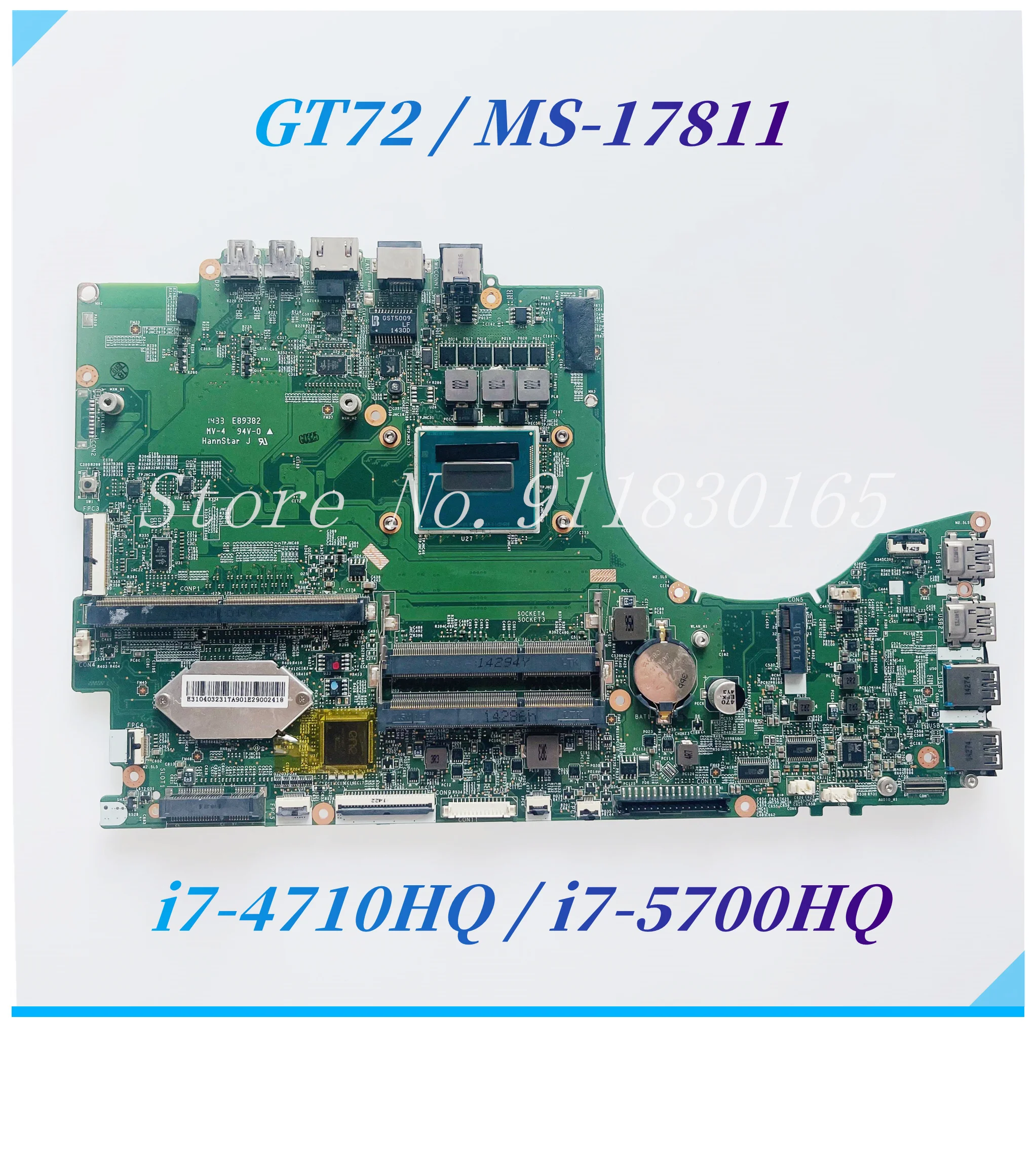 laptop motherboard para msi ms17811 mainboard 100 testado i74710h i75700hq cpu 100 testado transporte rapido 2qe wt72 ms 1781 gt72s 01