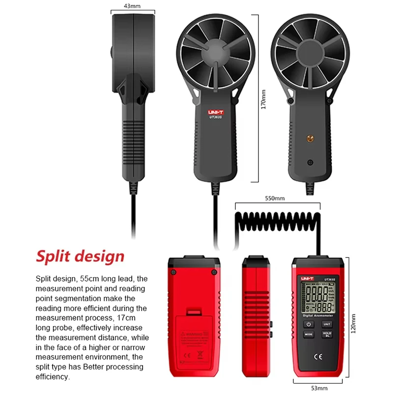 UNI-T Mini Wind Speed Temperature Tester Wind Level 1~12 LCD Display Air Flow Speed MAX/AVG Measuremen Anemometer UT363S - Image 4