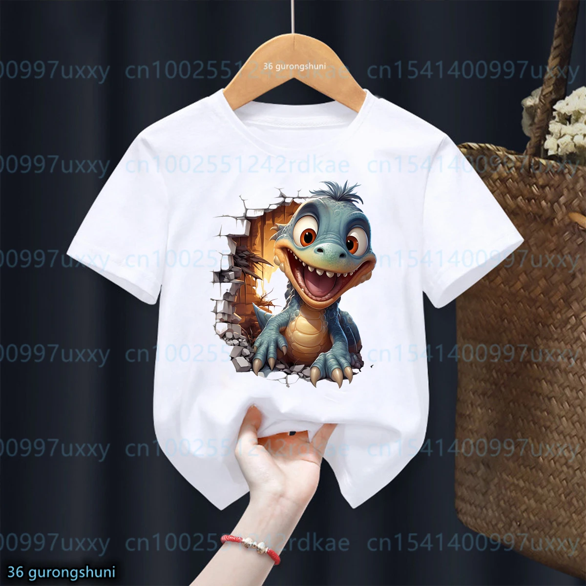 

Cute Boys T-Shirt Funny Dinosaur Graphic Print Tshirt For Kids Fashion Trendy Boys Clothes Summer Short Sleeved Tops Wholesale