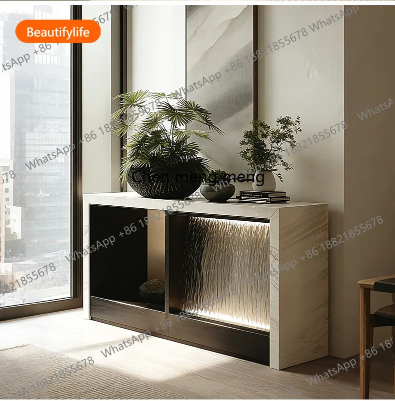 A55 Modern simple water feature decoration, entrance cabinet floor tank with lamp, running water flower box for home use