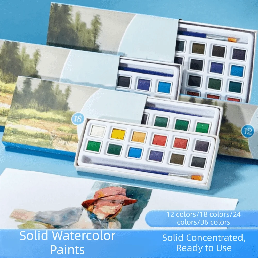 Portable Watercolor Paint Set Solid Watercolor Acuarela Professional Water Color Pigment Kit Professional Pigments