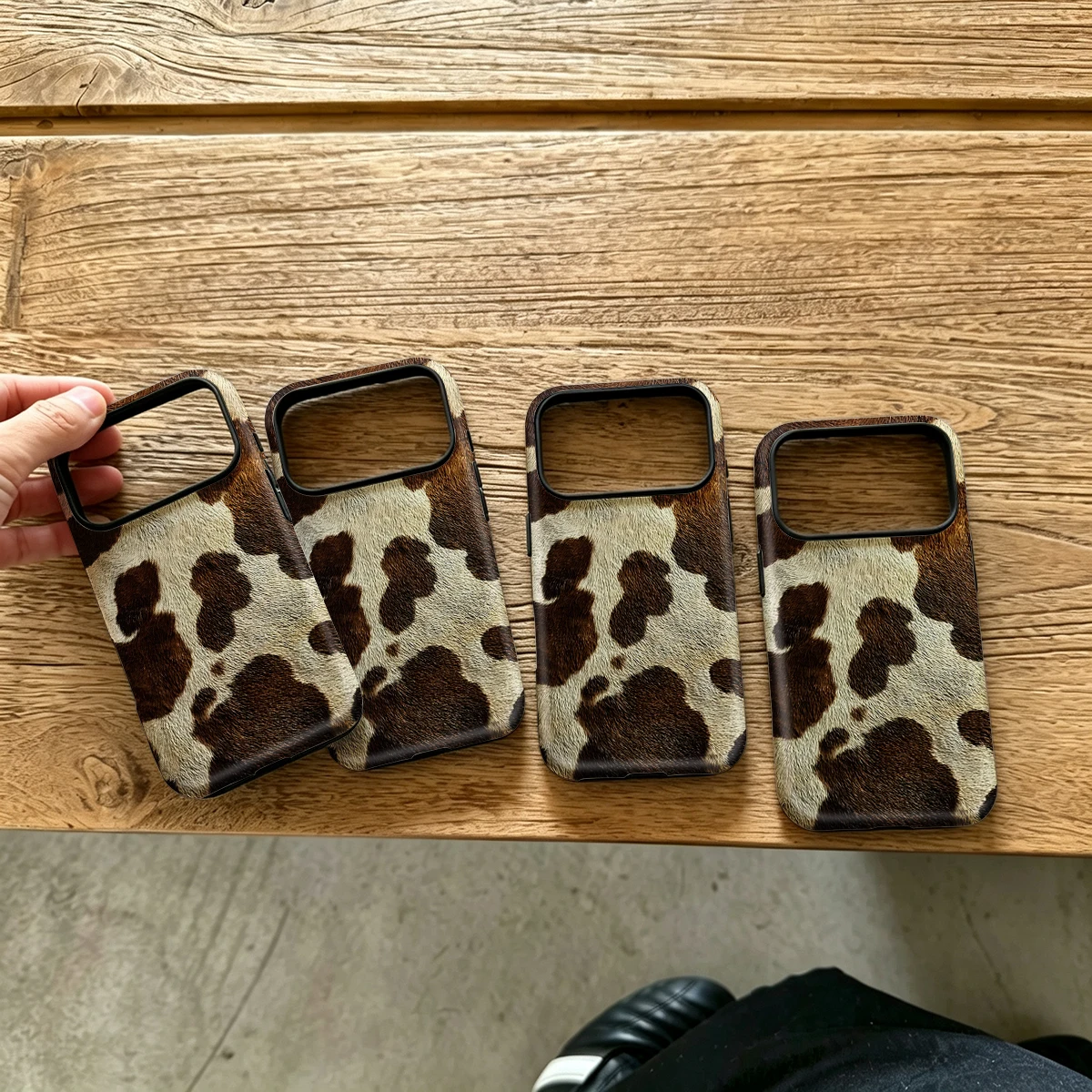 Brown Cow Hide Fur Spots Hard Shock-Absorption Phone Case For Samsung Galaxy S26 S25 Ultra S24 S23 Plus 2-in-1 Protective Cover