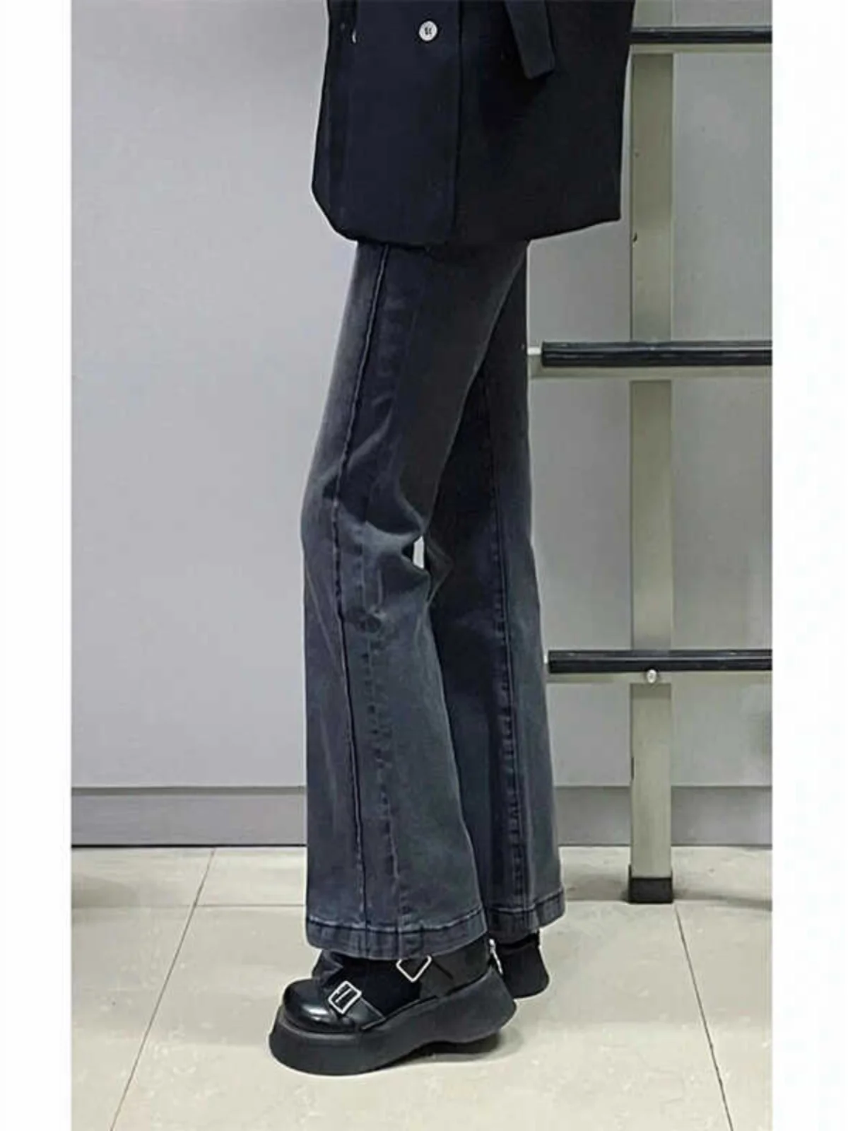 High Waist Bell Bot Jeans Women's Stretchy Cotton Denim Long Pants Autumn New Sle plus Size Hiding Hip Slimming Effect