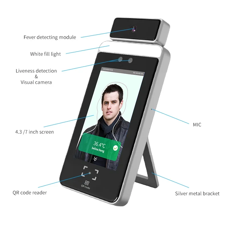 Face Recognition Access Biometric Time Recorder with temperature scanner