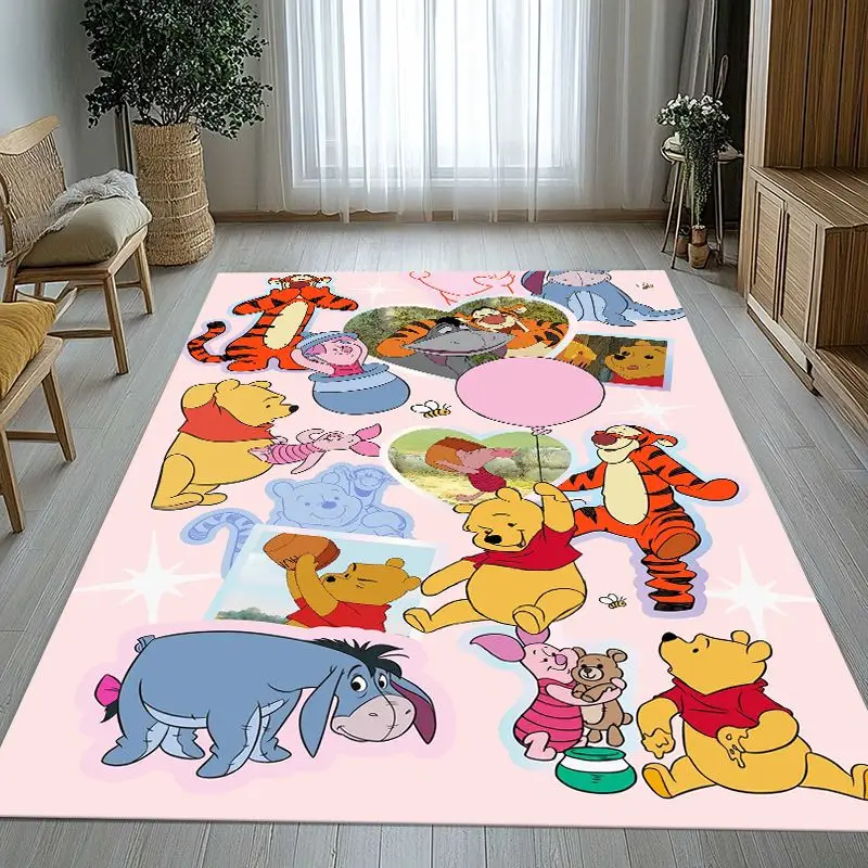 3D Cute W-Winnie Pooh Bear Cartoon Area Rug,Soft Non-Slip Carpet Mat for Living Room Bedroom Playroom,Sofa Floor Rug,Home Decor