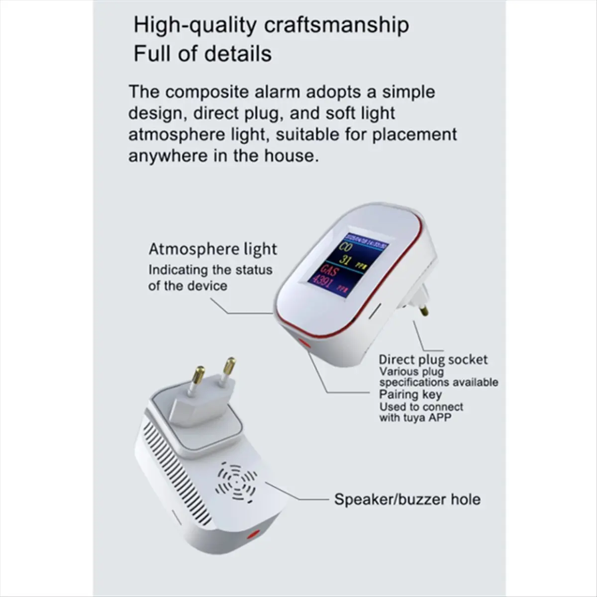 ☶❈＊♥AC859-Tuya Smart Life Natural GAS CO Leak Carbon Monoxide Detector WIFI CH4 Methane Combustible Leakage Coal Alarm Sensor (E