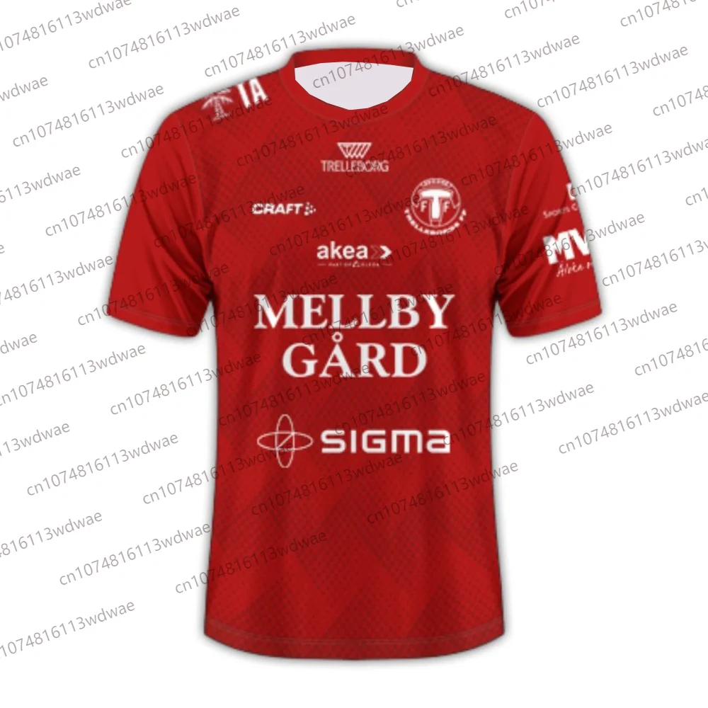 

T-shirt For Men Summer Sweden Football Short sleeve T-shirt 3D Print Trelleborgs FF Kit Fotboll Jersey Kit 25-26 Home Jersey Kit