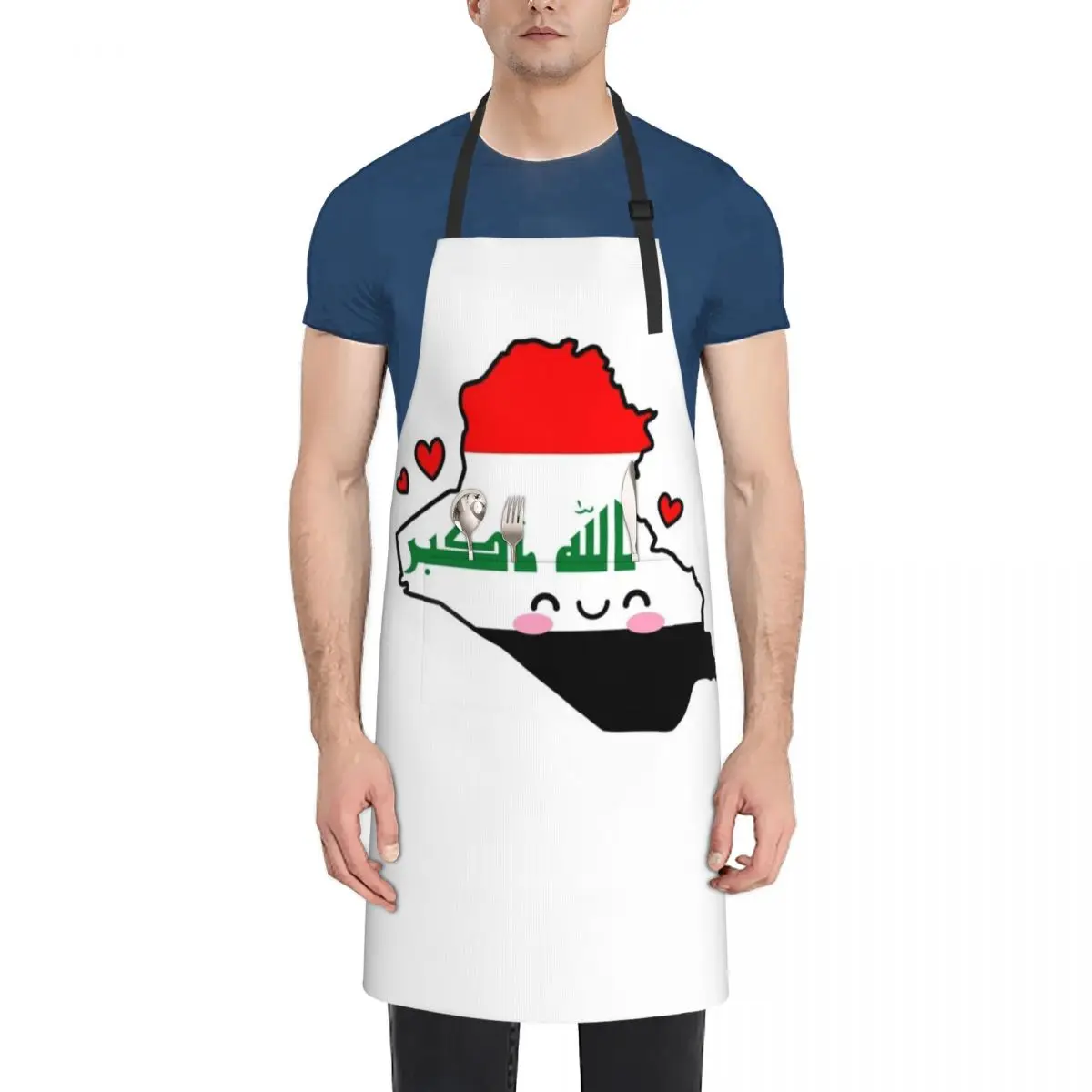 Iraq Flag Map Smile with Love Apron restaurant accessories nail tech supplies For Cosmetologist Apron