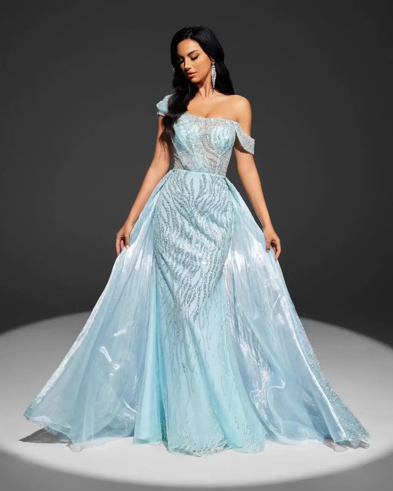 Shalimar Zhang синее щедрое вечернее платье в Дубае для женщин по индивидуальному заказу