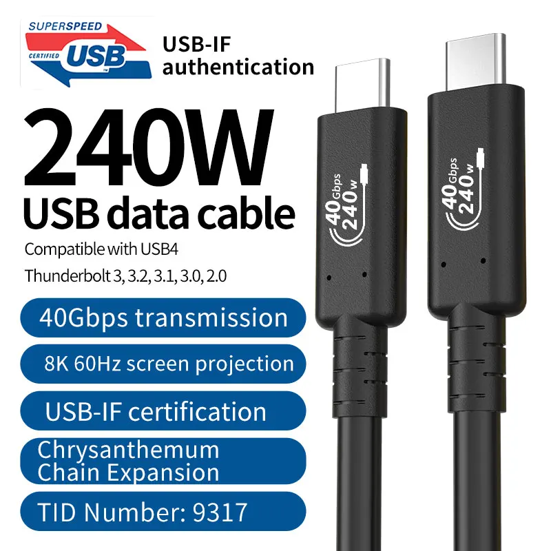 

Micflip 240W 8K USB4 USB-C Type C Flexible Cable 40Gbps Data Transfer PD