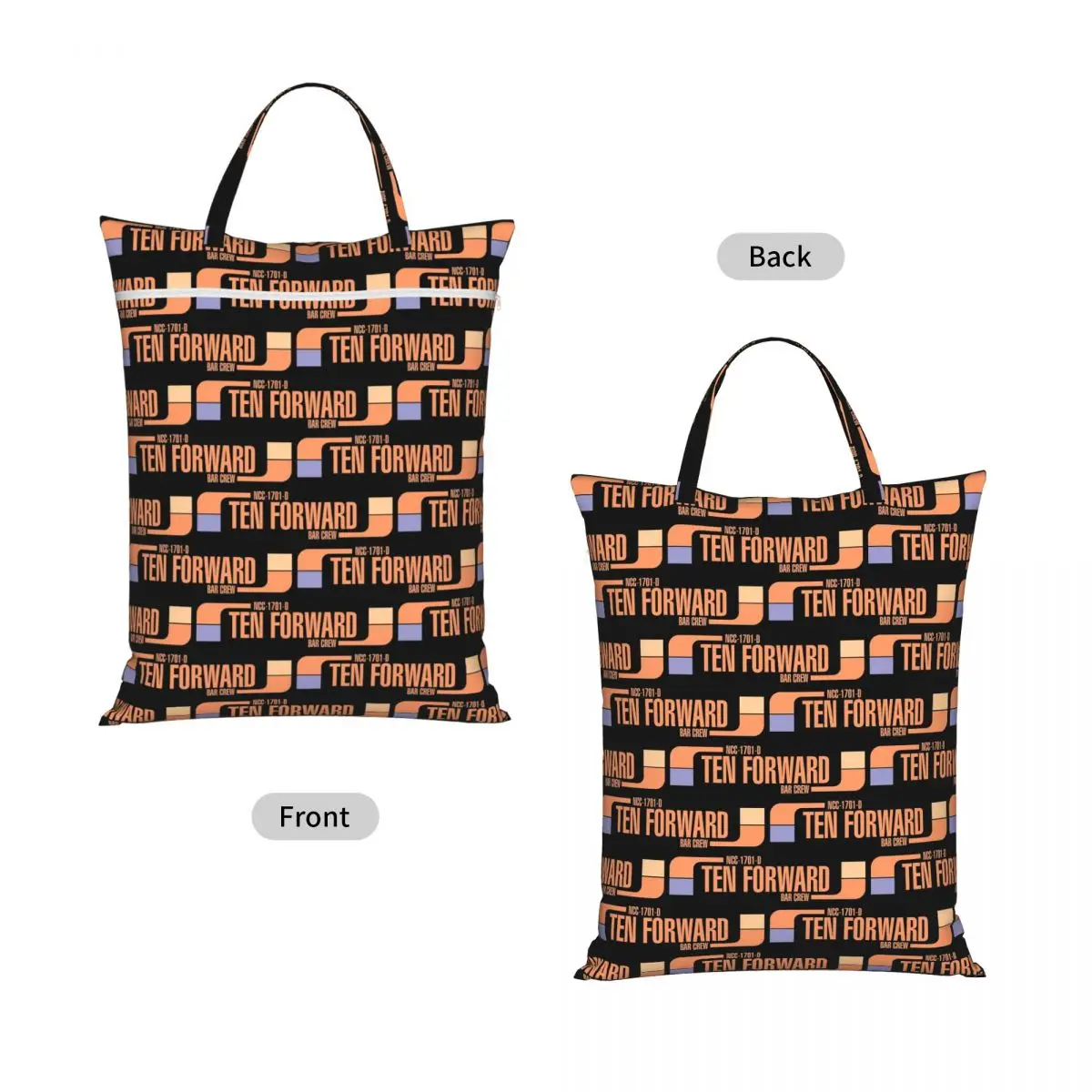 Ten Forward Bar Crew NCC 1701-D Travel Laundry Bag Waterproof Reusable Dirty Clothes Pouch Gym Yoga Vacation Washing Basket