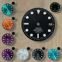 28.5mm S Logo SUB Sunburst Dial Fit NH35/NH36 Japanese Movement Green Luminous High-Quality Watch Modification Accessories