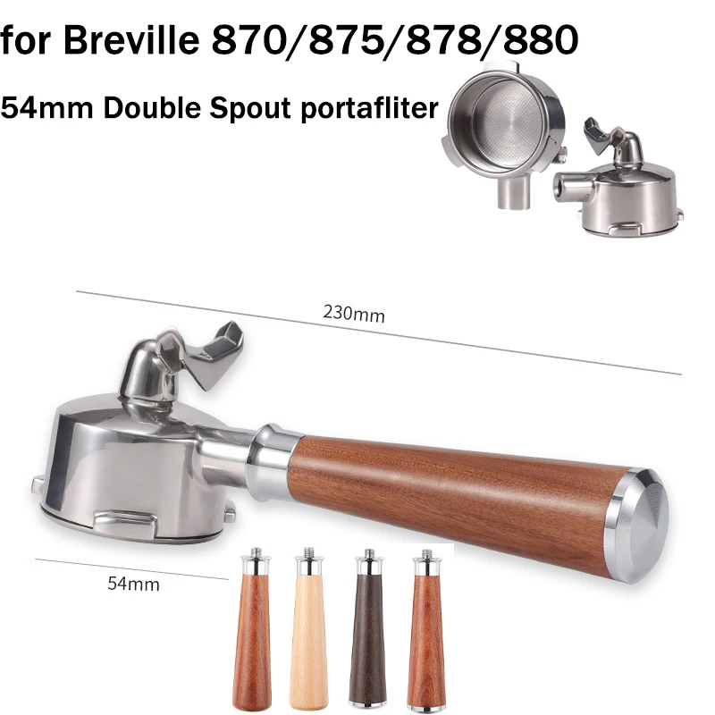 

Портафильтр для кофе 54 мм с 3 ушками для Breville 870/875/878/880, из нержавеющей стали, с двойным отверстием, ручка-фильтр, корзина для фильтра 18 г
