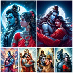 Indian Religion Lord Shiva Parvati Hinduism Posters Wall Pictures For Living Room Poster Wall Art Canvas Painting Unframed