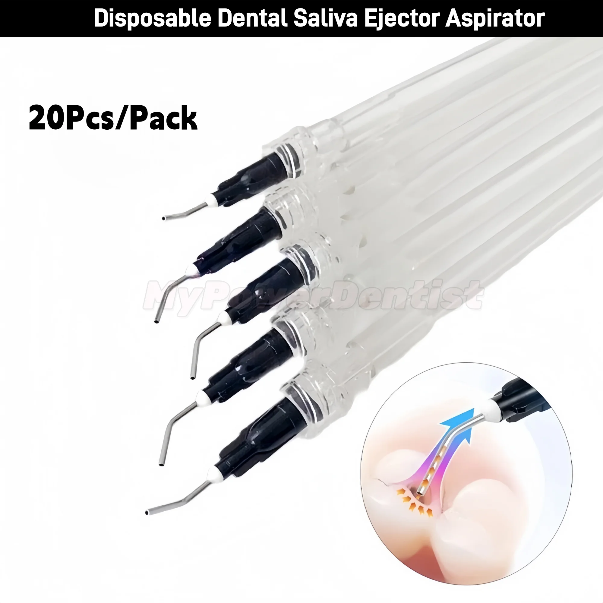 Disposable Dental Saliva Ejector Aspirator Suction Pre-Bent with Needle Tip 20Pcs/Bag