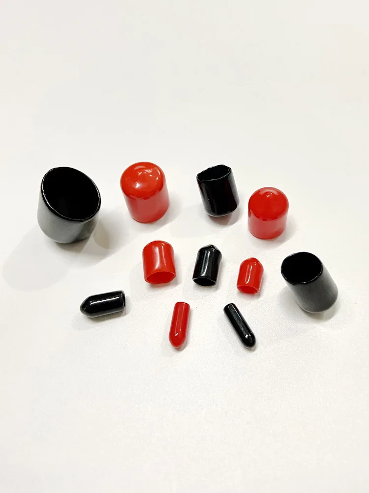 Soft PVC Black And Red Inside Diameter 2 To 20mm Dust And Waterproof Wire Cable End Sleeve Protective Hat Insulation Cap