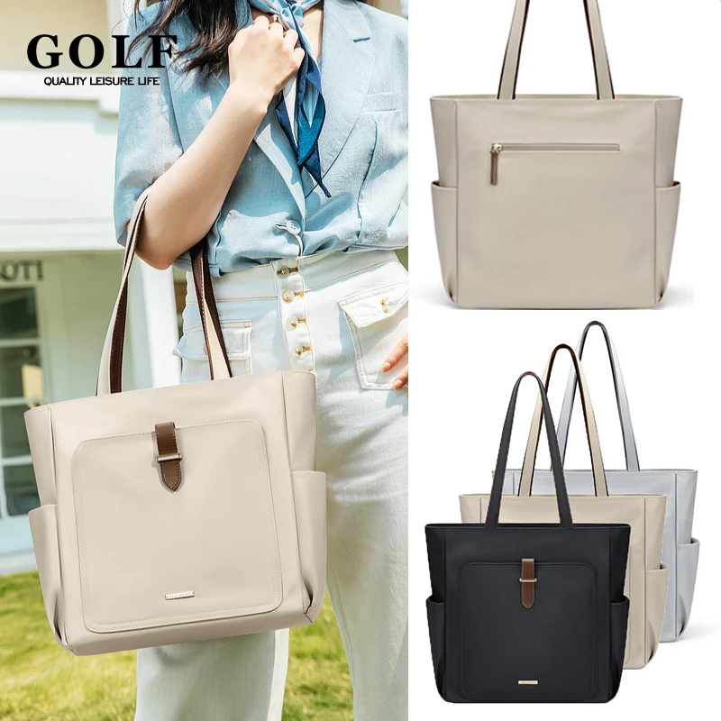 GOLF Women Tote Bag with Laptop Pocket Black Apricot Fashion Shoulder Bags Large Capacity Commuter Luxury Designer Handbags 2024