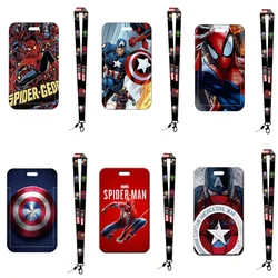 Disney Id Campus Card Cover Anime Figure Spiderman Iron Man Cute Pvc Student Card Holder Halter Neck Lanyard Children's Gift