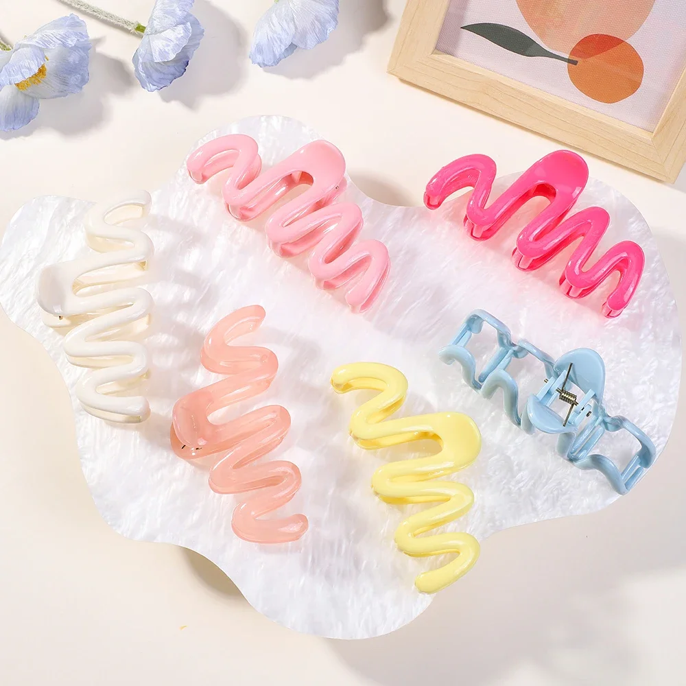 Fashion Acrylic Hair Claw Clip Large Wave Style Hairpins Hair Clamps Barrettes Hair Accessories Hairgrip Women Ponytail Headwear