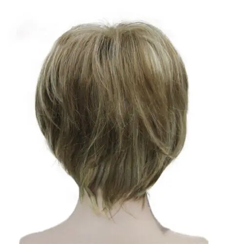 Peluca completa de Cosplay de pelo liso corto Natural para mujer