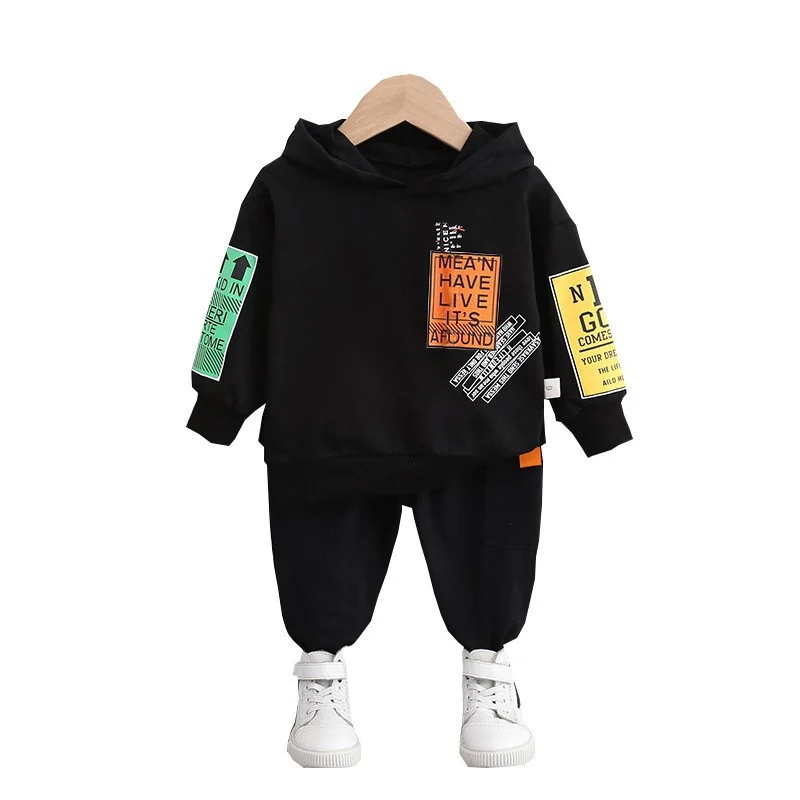 Fashion Spring Autumn Kids Cotton Clothes Kids Boy Letter Hoodies Pants 2Pcs/set Infant Outfit Children Toddler Casual Suit Set