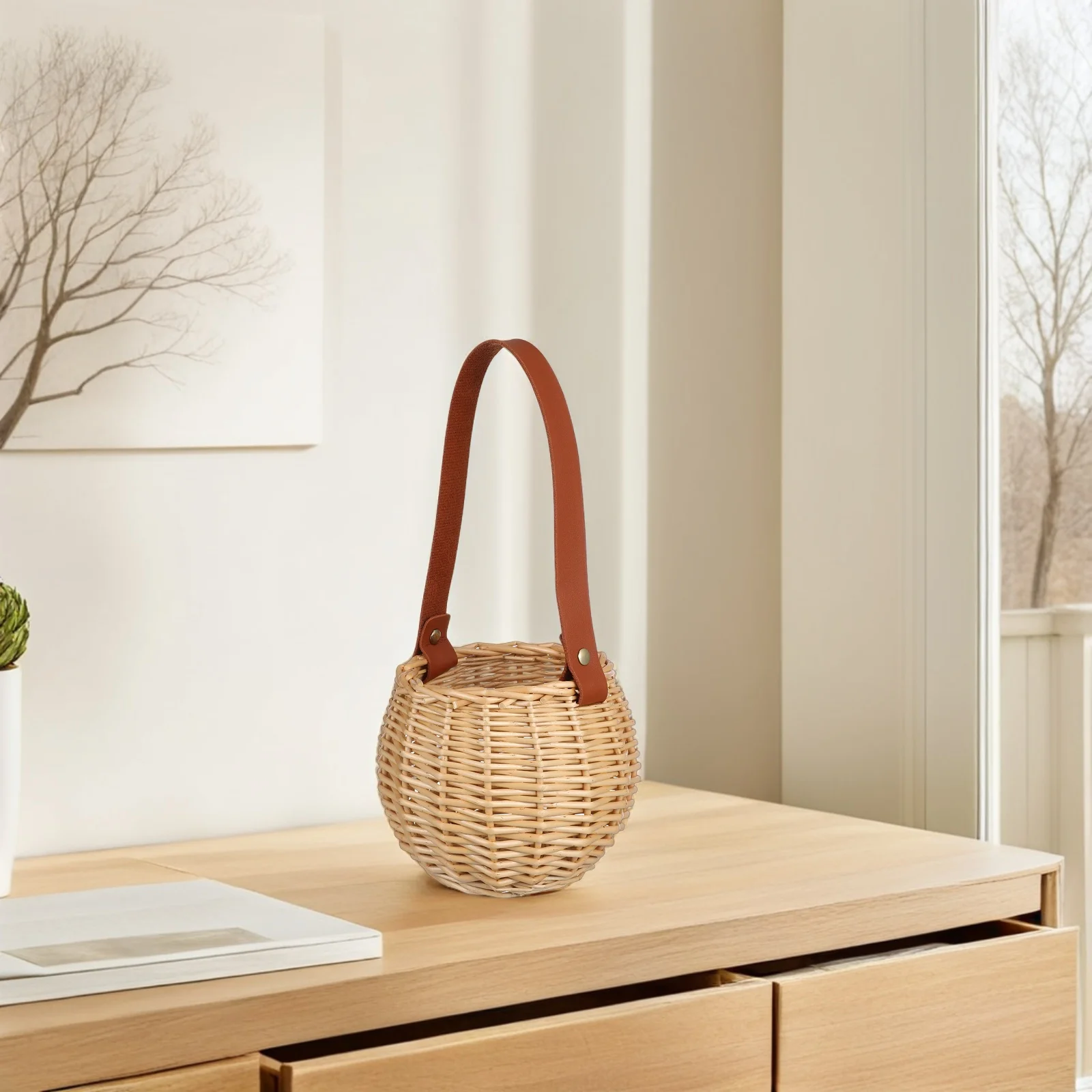

Handheld Woven Basket Natural Flower Wedding Decorative Storage Basket For Flower Arrangement Multipurpose Gift Holder