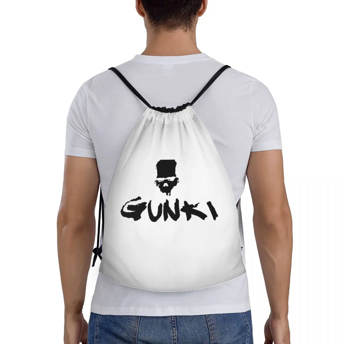 Gunkis Fish Drawstring Backpack Sports Gym Bag for Men Women Fishing Rod Training Sackpack