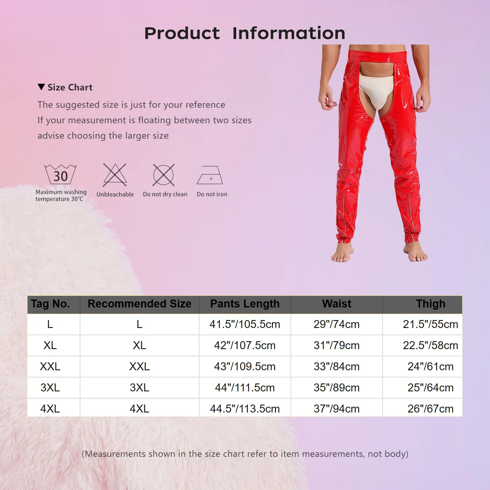 Mens Shiny Faux Leather Cut Out Leggings Chaps Wet Look High Waist Open Crotch Skinny Pants Crotchless Slim Fit Trouser Clubwear