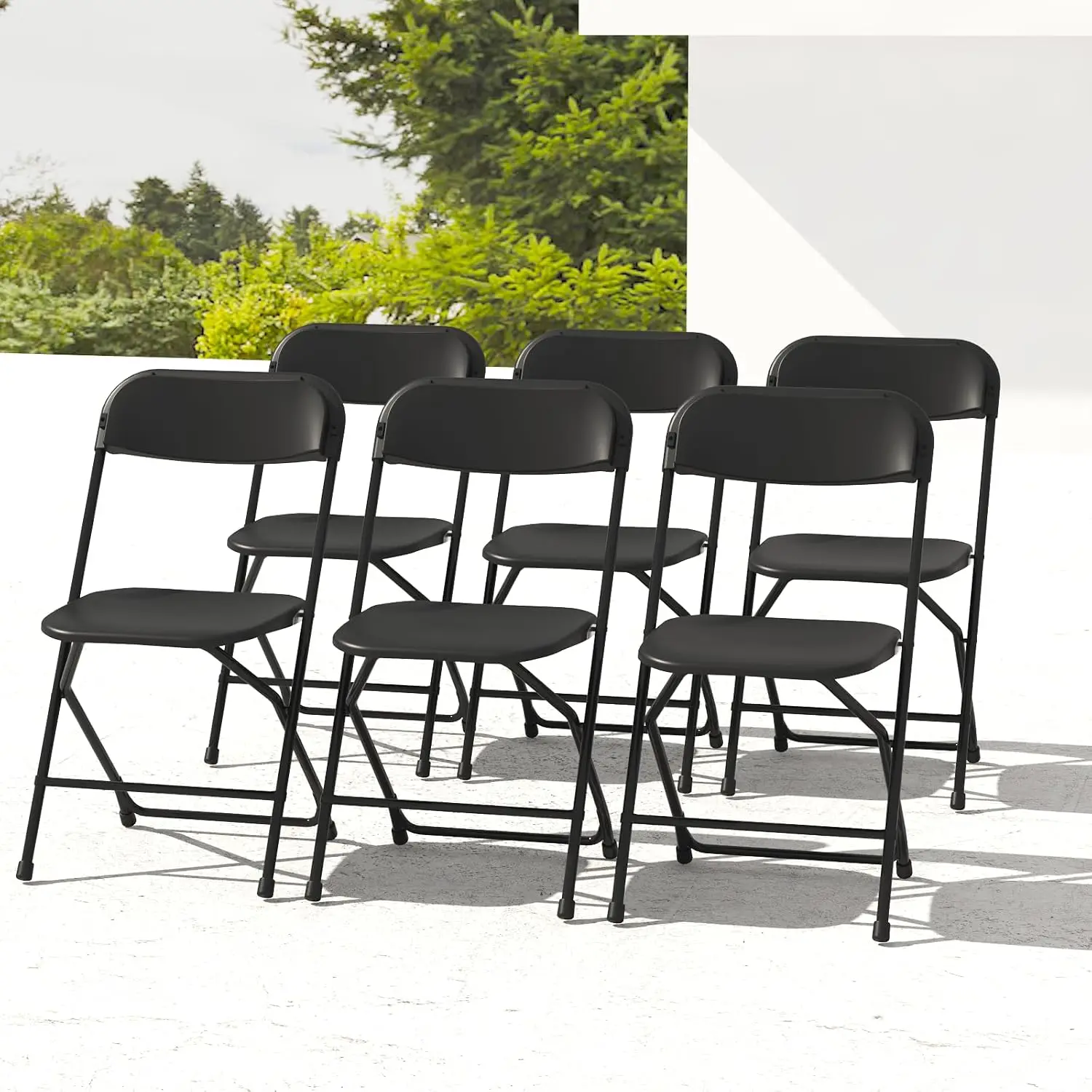 

6 Pack Black Folding Chairs, Plastic Folding Chairs Outdoor Indoor, 350lb Capacity,Portable Event Chair, Lightweight, Custom