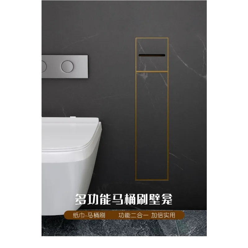 Concealed toilet brush niche Embedded toilet 304 stainless steel Concealed 2-in-1 tissue box niche