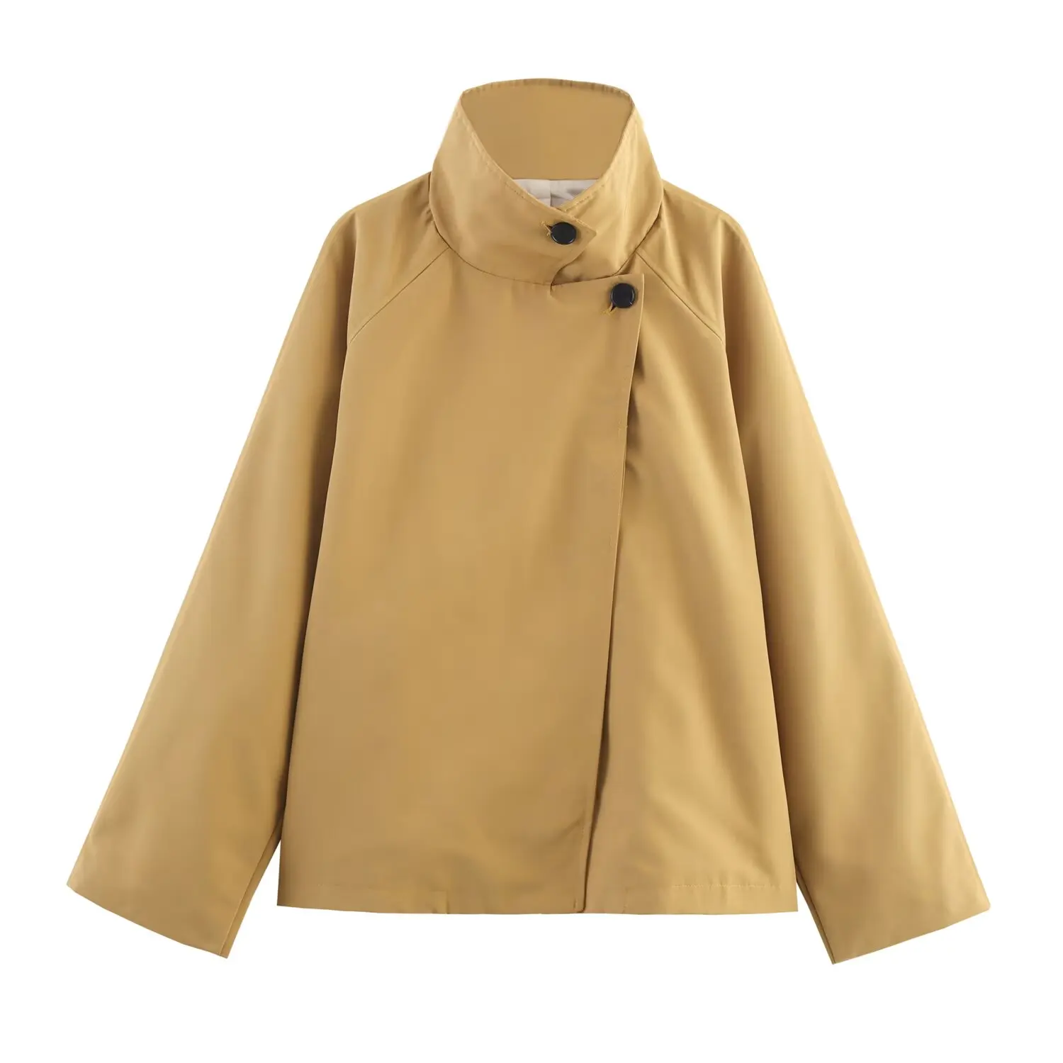 

2025 New Women's Clothing European and American Style Fashion Simple High Neck Long Sleeve Short Windbreaker