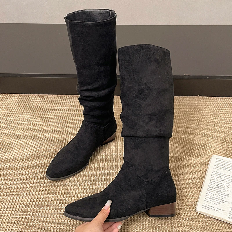 

2025 зимние новые женские высокие сапоги, модные высокие сапоги, элегантные модные ботинки в стиле ретро