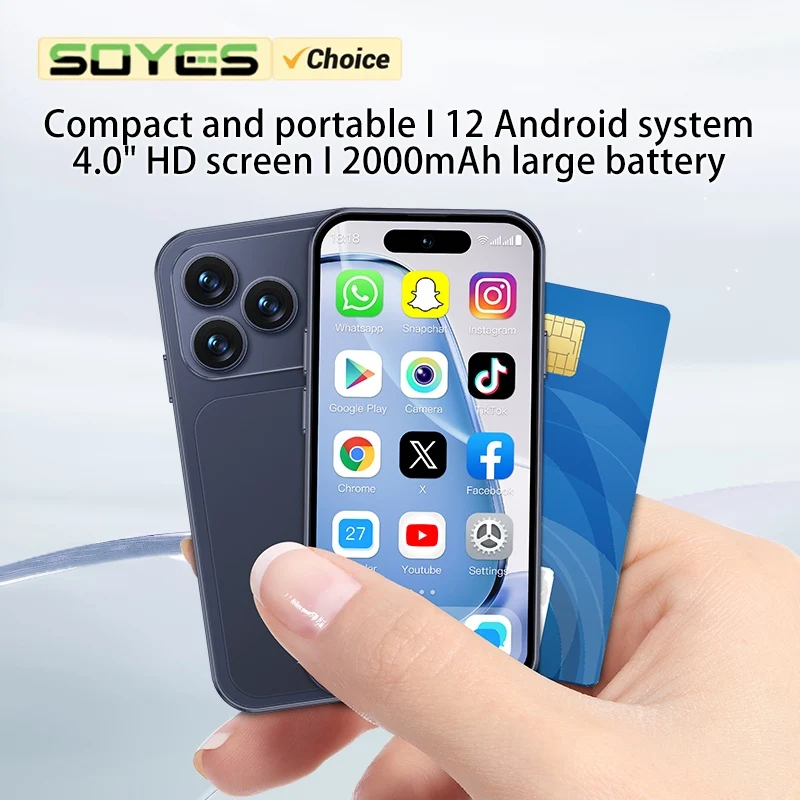 SOYES A18 Pro 4G LTE Android 12 Mini Smartphone 4.0 Inches 2GB RAM 16GB ROM Dual SIM Standby 2000mAh Battery Face ID Small Phone