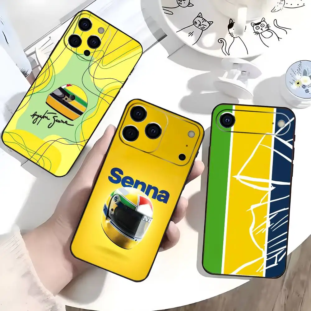 

Ayrton S-Senna H-Helmet Phone Case For iPhone 17,16,15,14,13,12,11 Plus,Pro Max,XS,Soft Black Cover