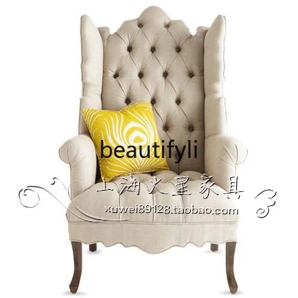 

American Country Fabric Sofa Chair European Modern Simple High Back Tiger Chair Leisure Chair