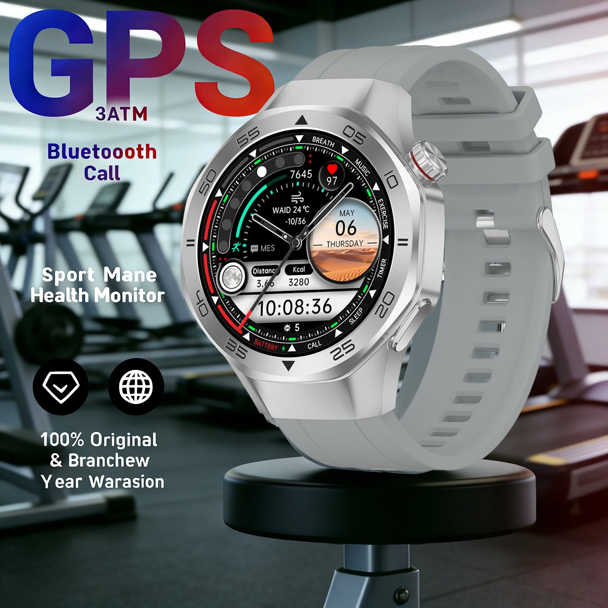 

Men's Outdoor Sports Smart Watch 3ATM Waterproof with GPS Bluetooth Call 1.53" HD Screen Compass Heart Rate Fitness Tracker