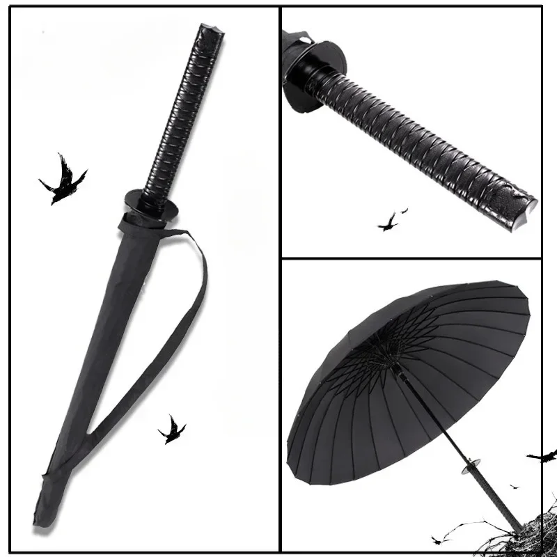 Creative Long Handle Large Windproof Samurai Sword Umbrella Japanese Ninja-like Sun Rain Straight Umbrellas Automatic Open