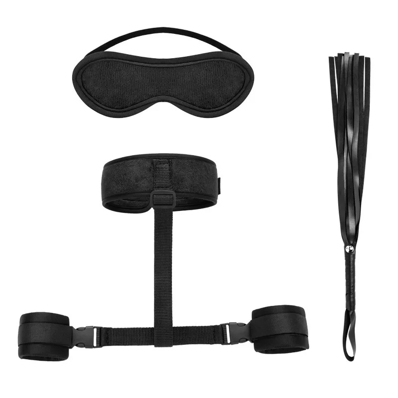 BDSM Bondage Kit Reverse Handcuffs Whip Blindfold Adjustable Restraint Erotic Role Play Adult 18+ Toys For Couple