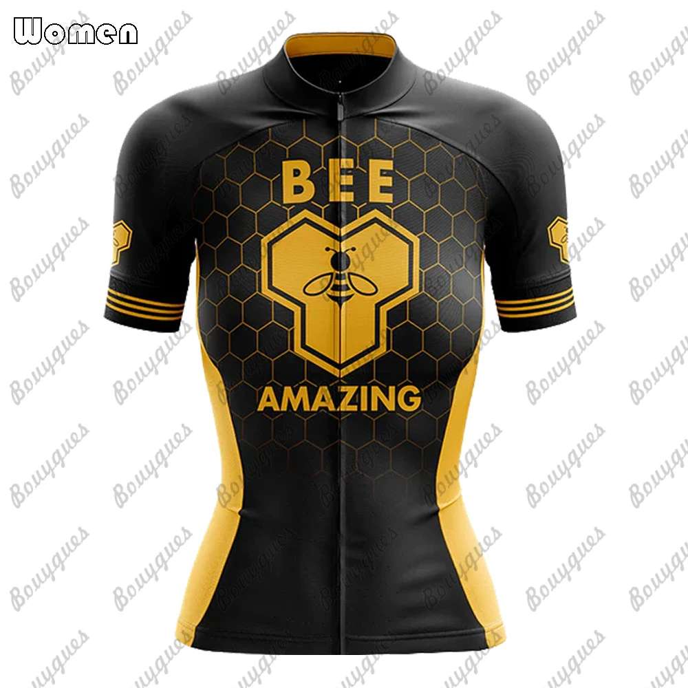 Bees Summer Premium Cycling Jersey Set Breathable Team Racing Sport Bicycle Jersey Women Cycling Clothing Short Bike Jersey