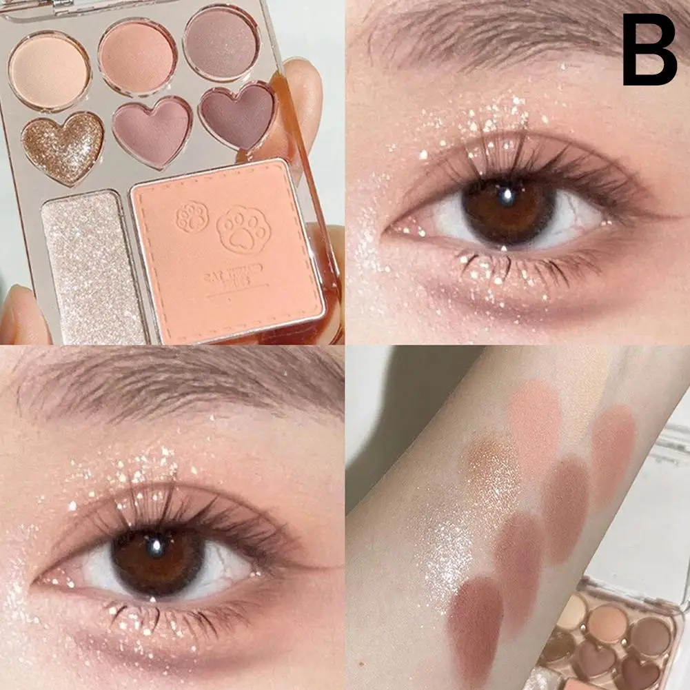 Palette de fards à barrage en forme de cœur pour le visage, fard à joues rose orange, surligneur pour les yeux, cosmétiques éclaircissants durables, 8 documents, M8H8